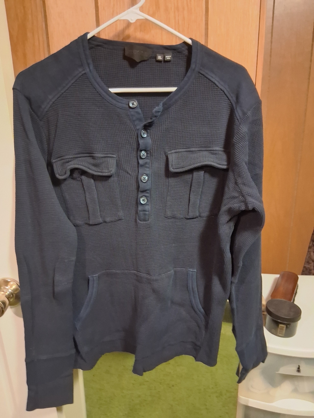 Rogue Men's Dark Navy Waffle Knit Henley Pullover